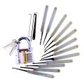 Transparent Practice Padlock with Canvas Bag 15PCS Lockpicking Tools White Silicon Case (Combo 6)